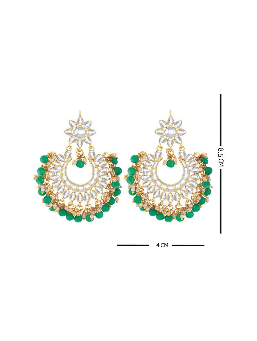 gold plated earring maang tikka set - 18566801 - Standard Image - 3