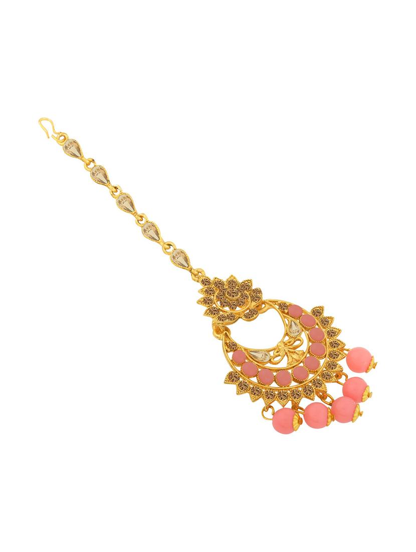 peach single maang teeka - 18566949 - Standard Image - 3