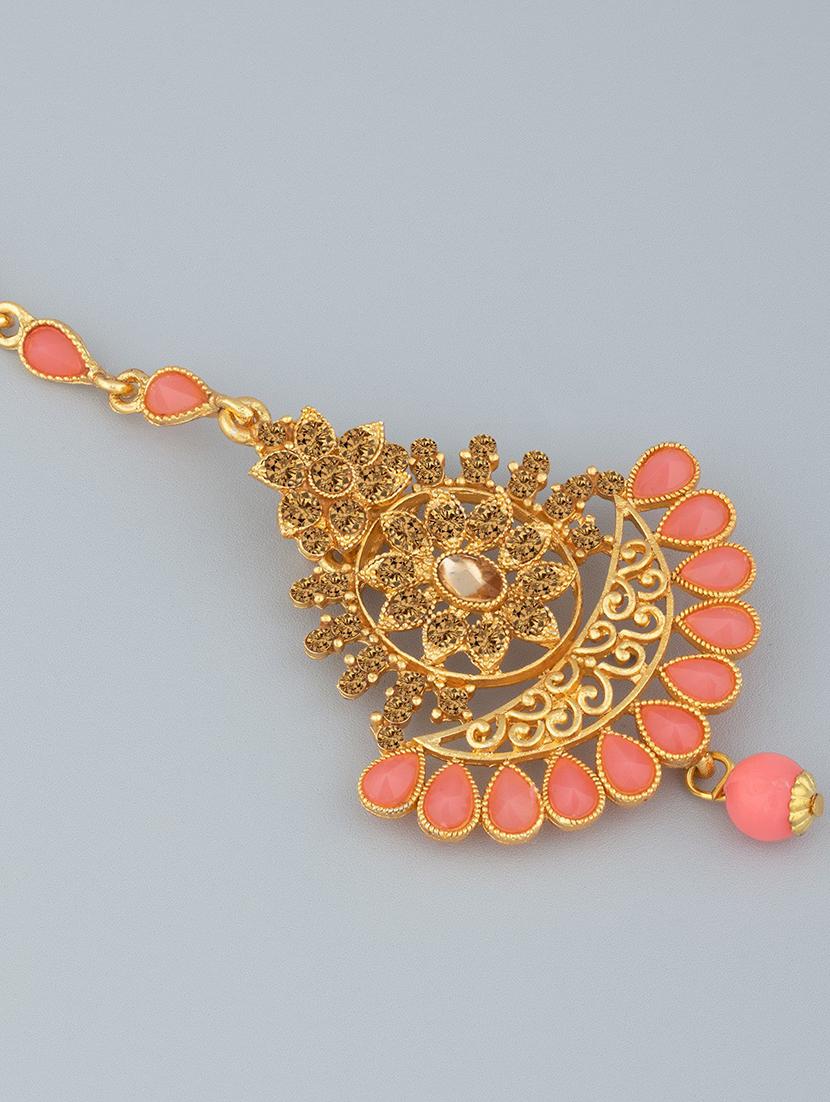 gold plated maang tikka  - 18566956 -  Zoom Image - 0