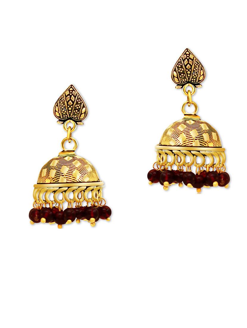 red metal jhumka earring - 18567260 - Zoom Image - 0