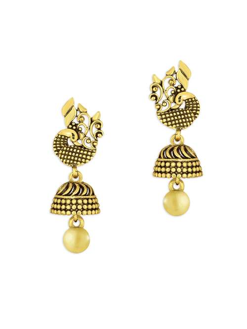 gold metal jhumka earring - 18567310 - Standard Image - 0