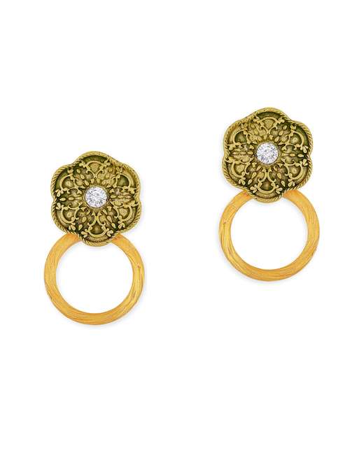 gold metal drop earring - 18567317 - Standard Image - 0