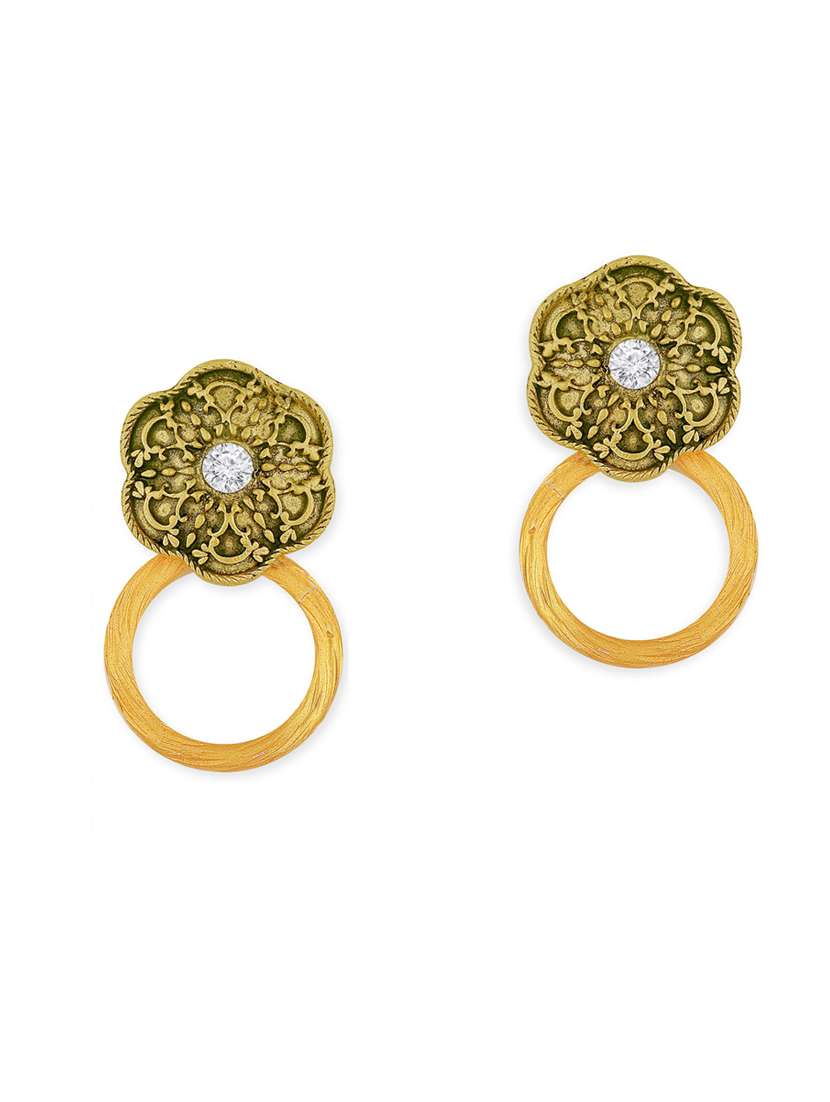 gold metal drop earring - 18567317 - Zoom Image - 0