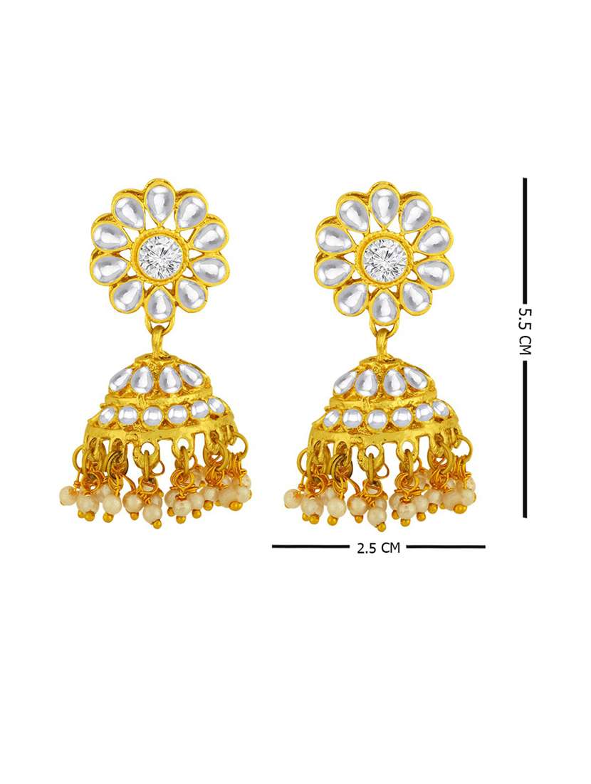 gold metal jhumka earring - 18567350 -  Standard Image - 3