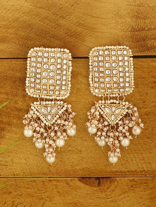 gold metal drop earring - 18567369 -  Standard Image - 0