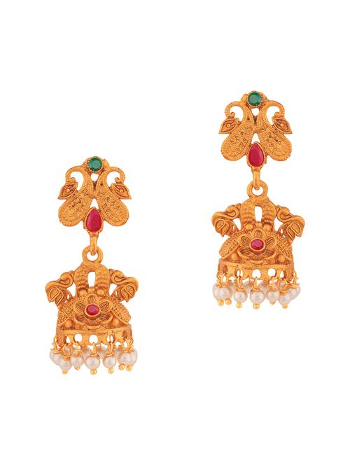 gold metal jhumka earring - 18567378 -  Standard Image - 0