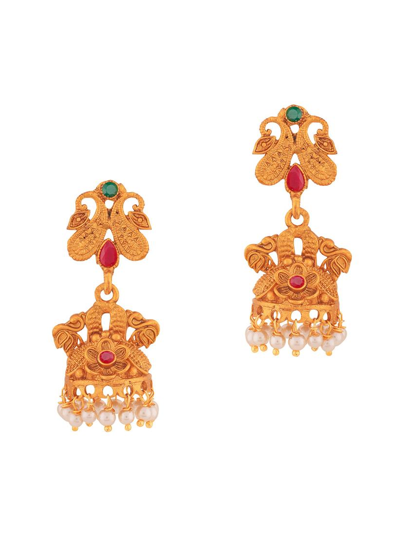gold metal jhumka earring - 18567378 -  Zoom Image - 0