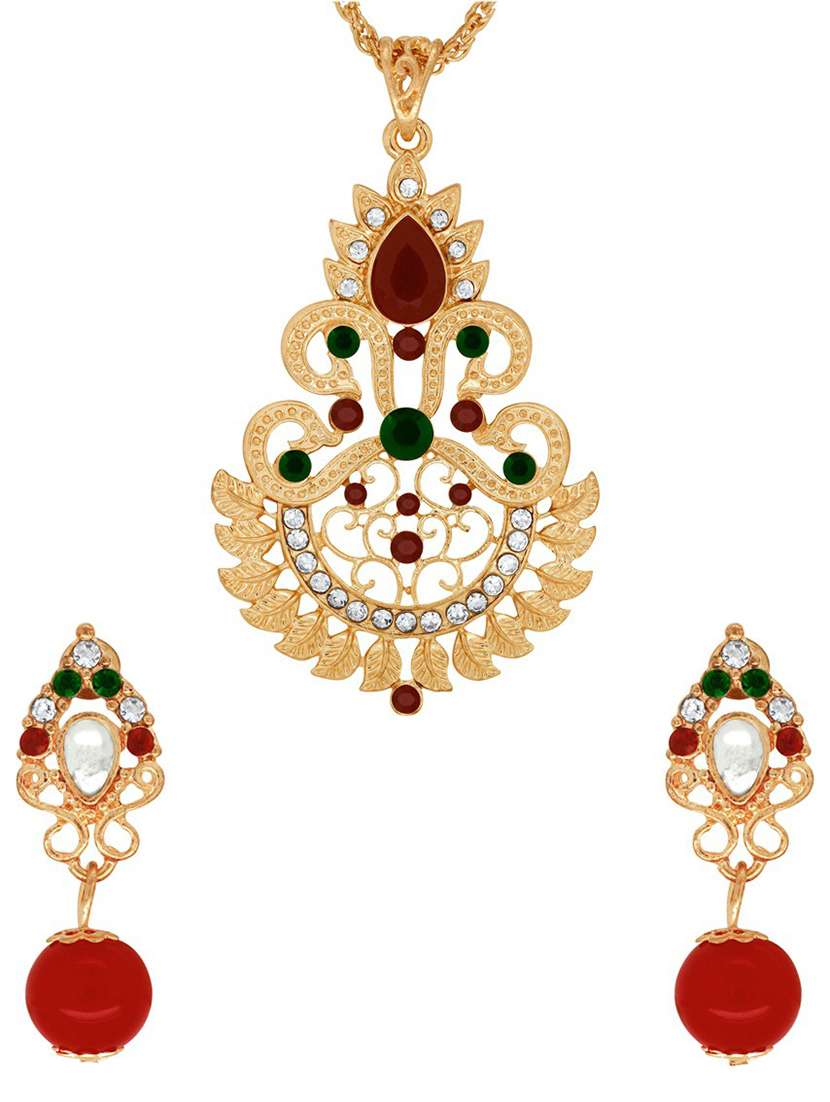 gold plated necklace earing set  - 18567616 -  Zoom Image - 0