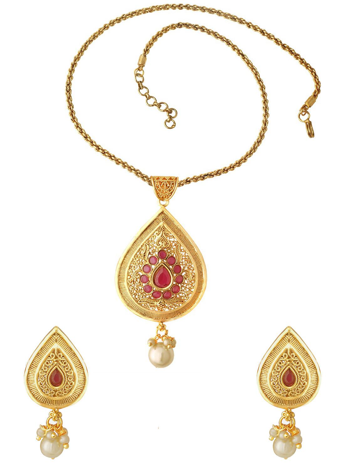 gold plated necklace earing set  - 18567625 -  Zoom Image - 0