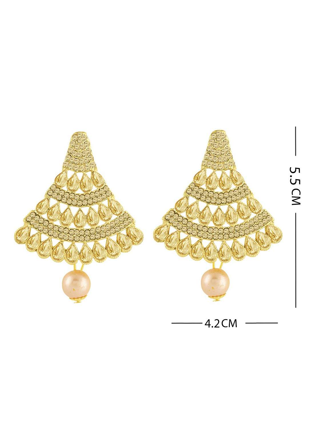 gold plated 1 maangtikka, 2 earring set  - 18567641 -  Standard Image - 3