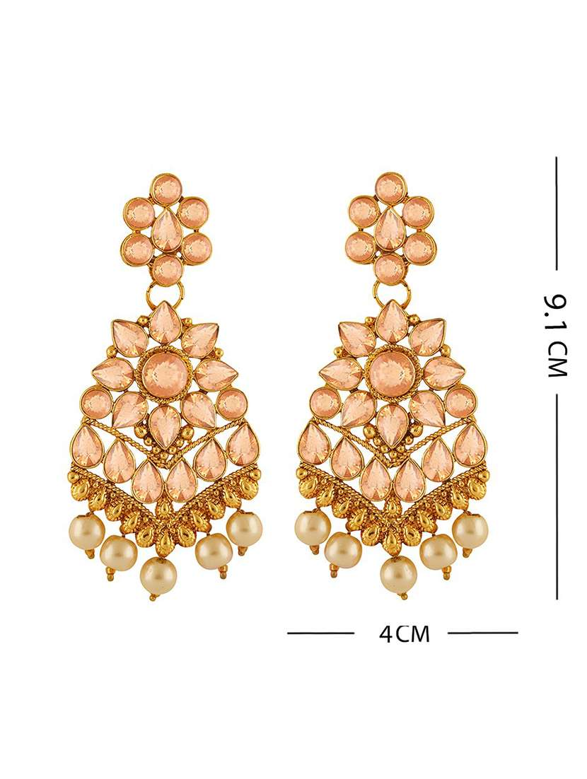 gold plated 1 maangtikka, 2 earring set - 18567642 - Standard Image - 3