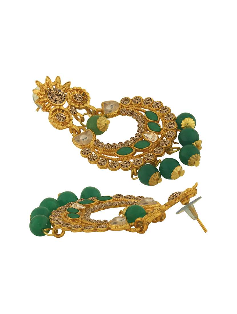 gold plated 1 maangtikka, 2 earring set - 18567647 - Standard Image - 3
