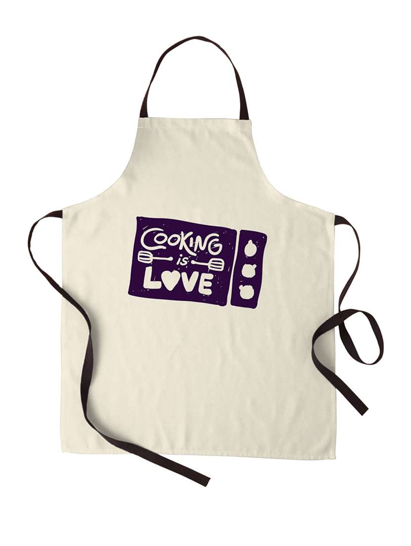 cooking is love printed canvas cotton kitchen apron for women/men (55 cms x 81 cms)