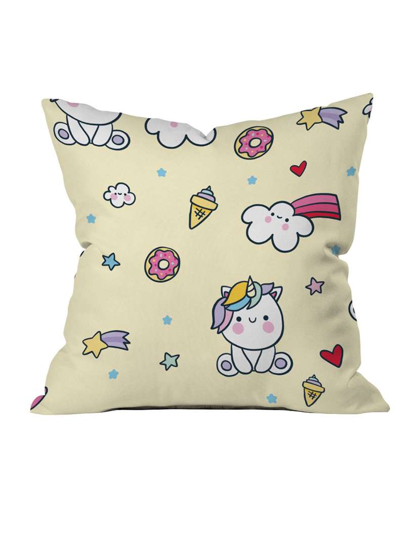 crazy corner yellow printed cushion ( 12 x 12 inches )