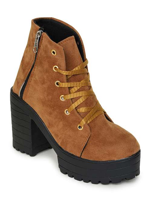 women tan lace up ankle boots - 18570746 - Standard Image - 0
