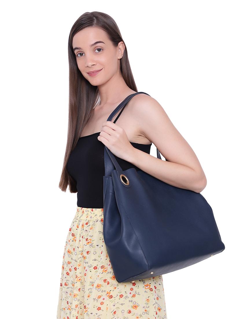 navy blue solid tote bag combo - 18570844 - Standard Image - 3