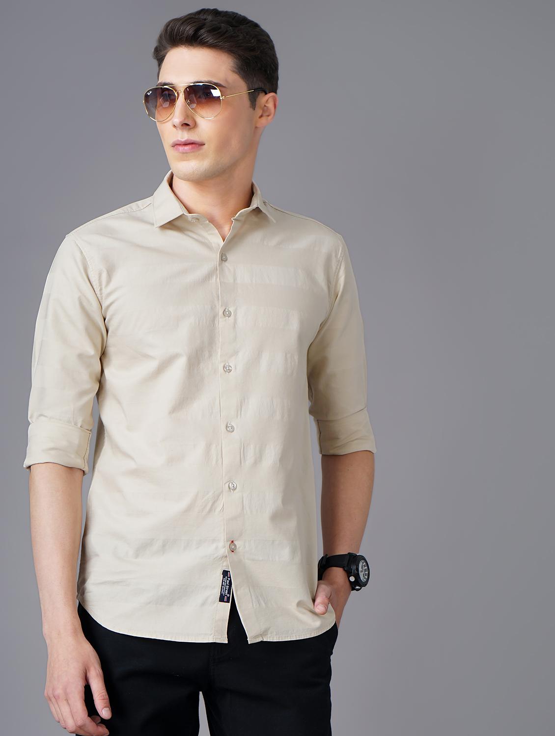 cream self designed casual shirt - 18571038 - Zoom Image - 0