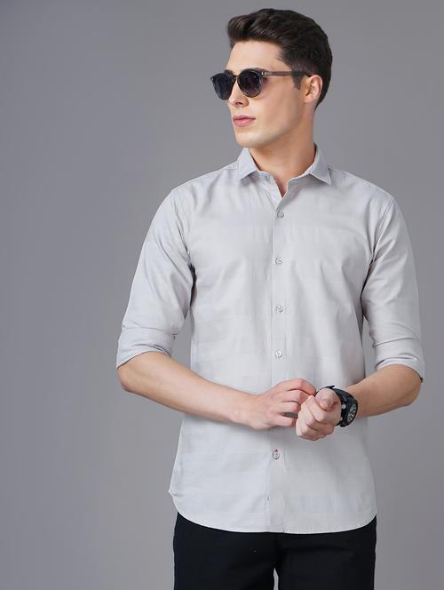 grey self designed casual shirt - 18571039 -  Standard Image - 0