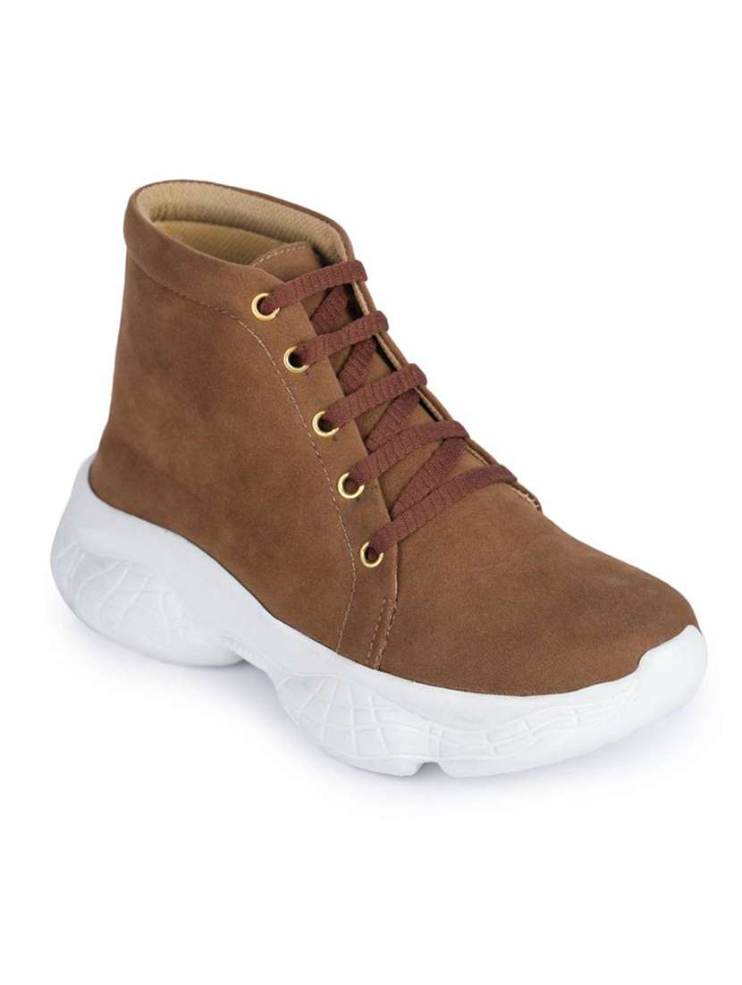 women brown  lace-up casual shoe