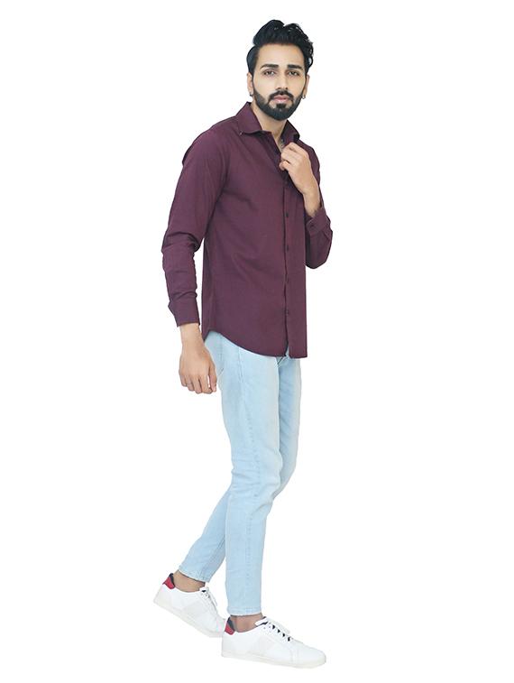 mens solid casual shirt - 18573328 - Standard Image - 3