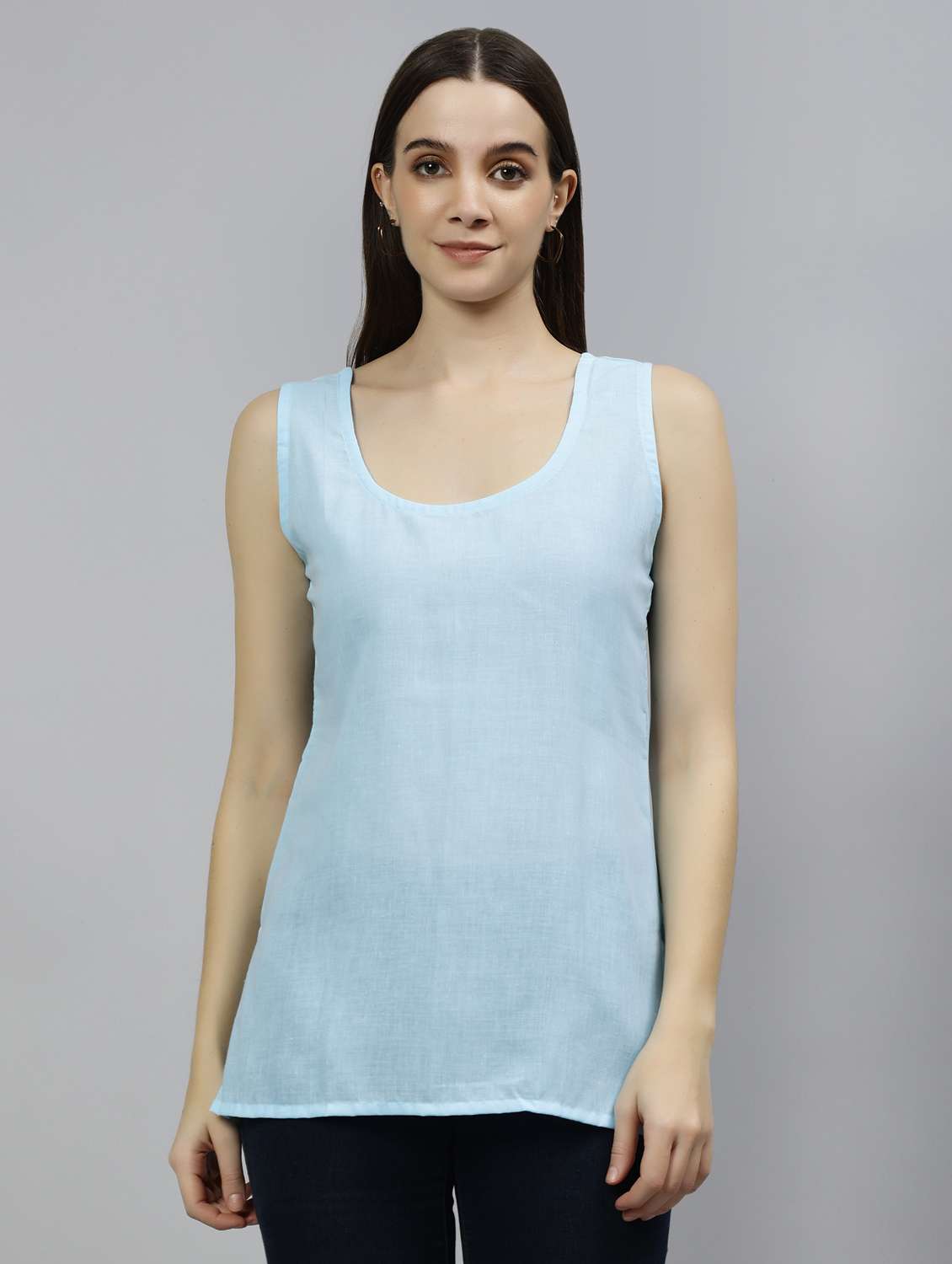 blue georgette straight kurti - 18573346 - Standard Image - 3
