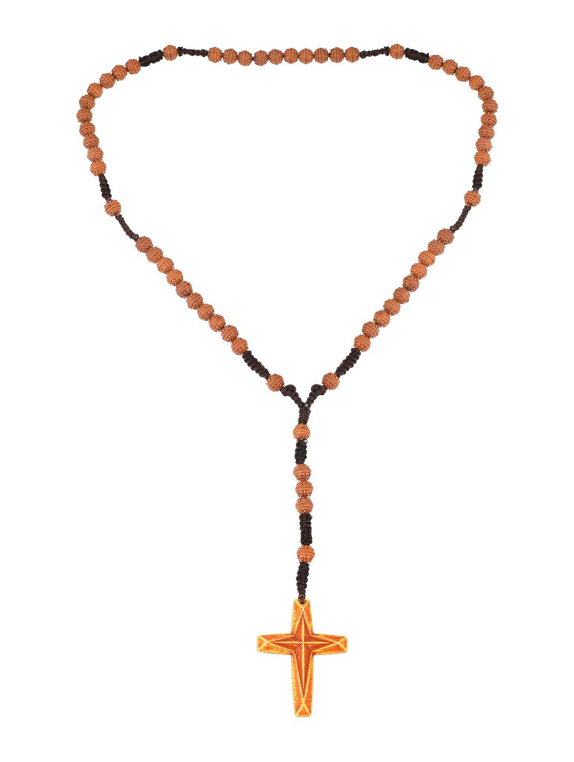 brown wooden long necklace 