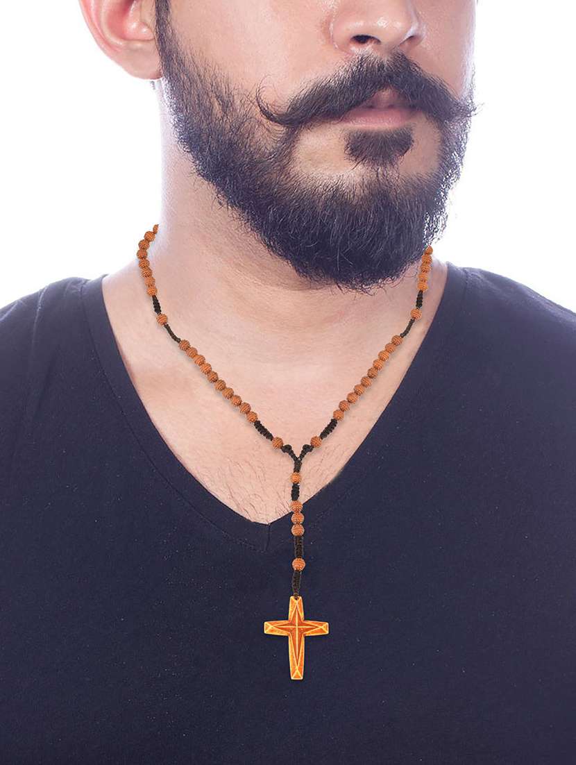 brown wooden long necklace  - 18573555 -  Standard Image - 3