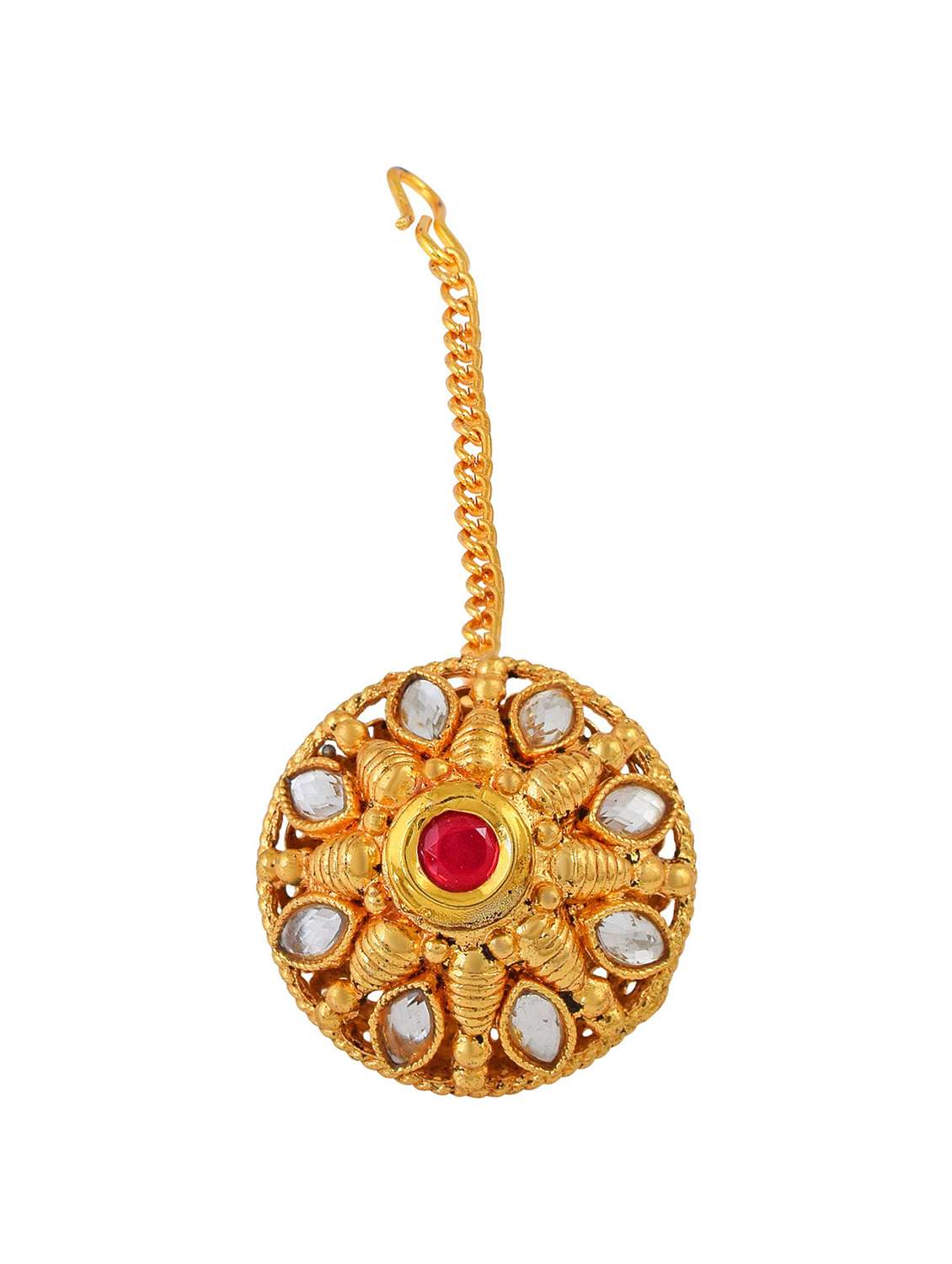 yellow brass maang teekas & passa