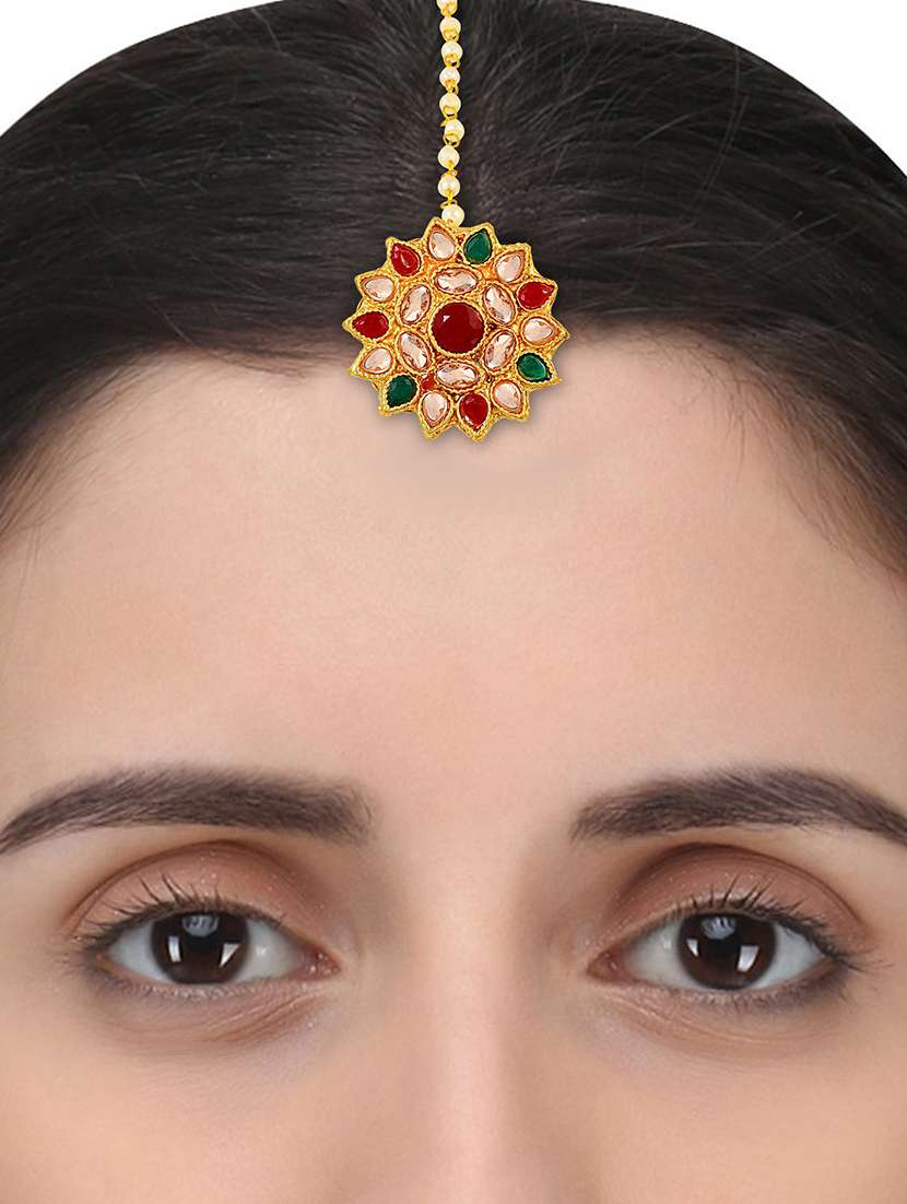 gold brass maang teekas & passa - 18573569 -  Standard Image - 3