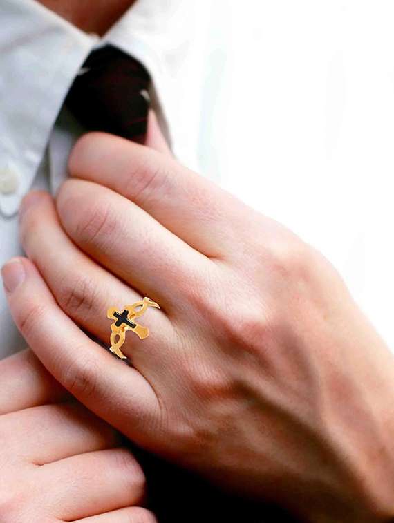 gold brass finger  ring - 18574009 -  Standard Image - 3