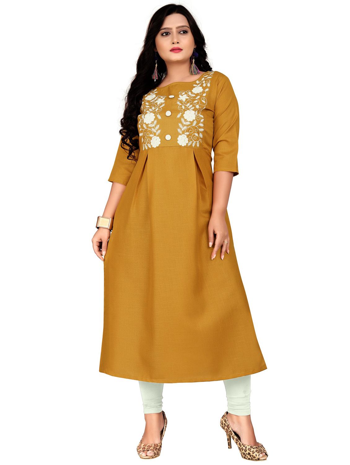 yoke embroidered a-line kurta - 18574410 - Zoom Image - 0