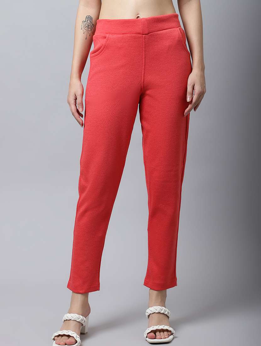 women solid ankle length pants