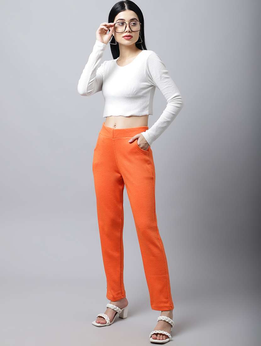 women solid ankle length pants - 18574908 - Standard Image - 3
