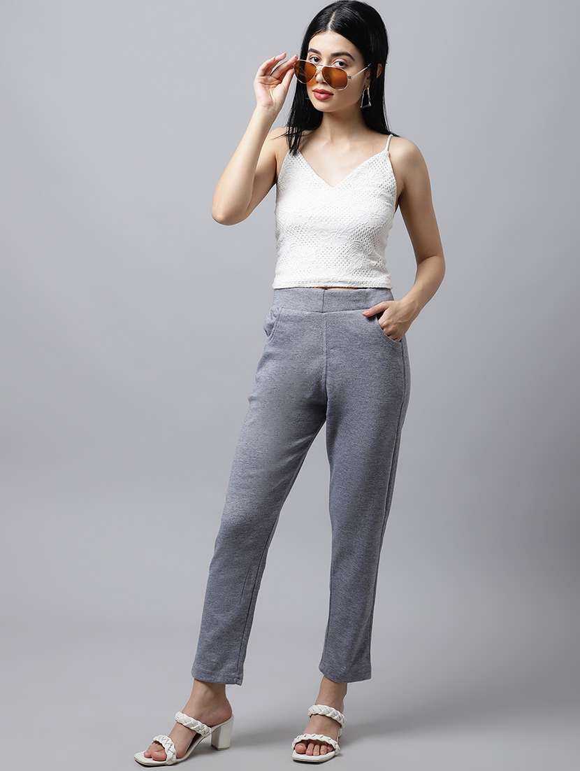 women solid ankle length pants - 18574910 -  Standard Image - 3