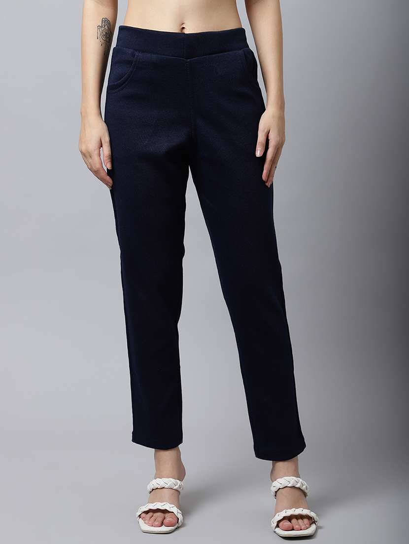 women solid ankle length pants - 18574912 -  Zoom Image - 0