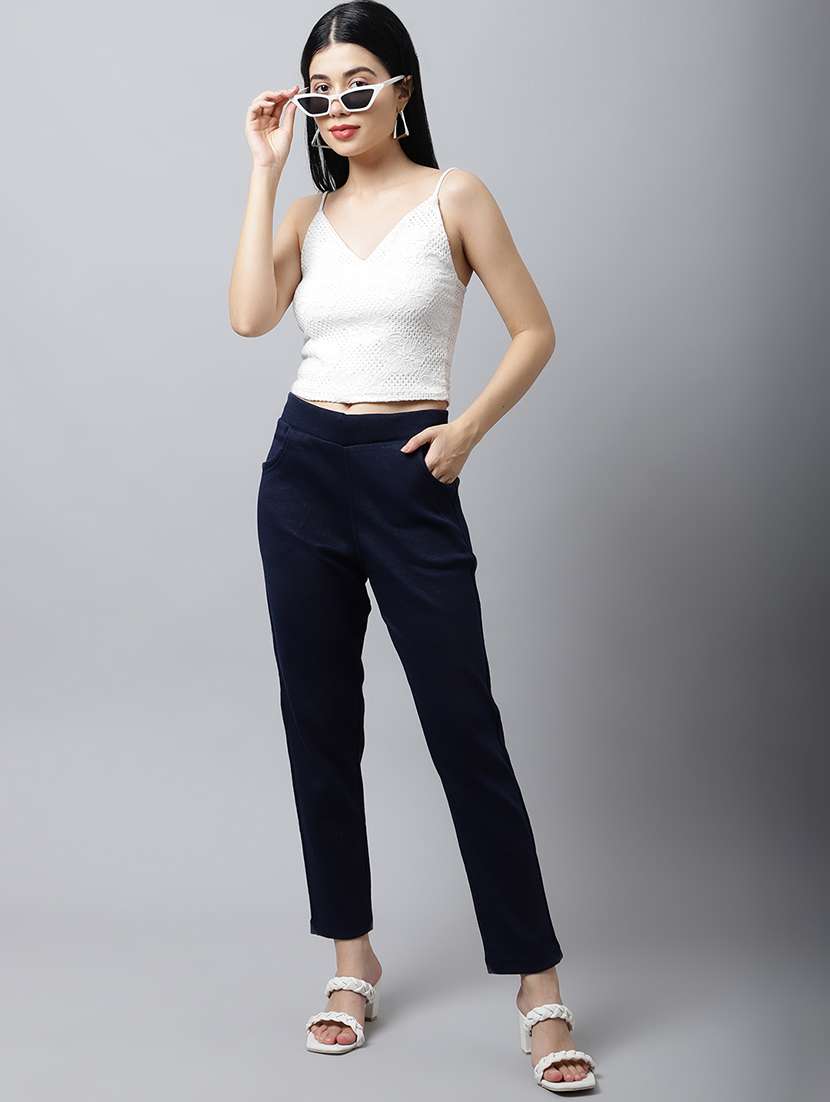 women solid ankle length pants - 18574912 -  Standard Image - 3