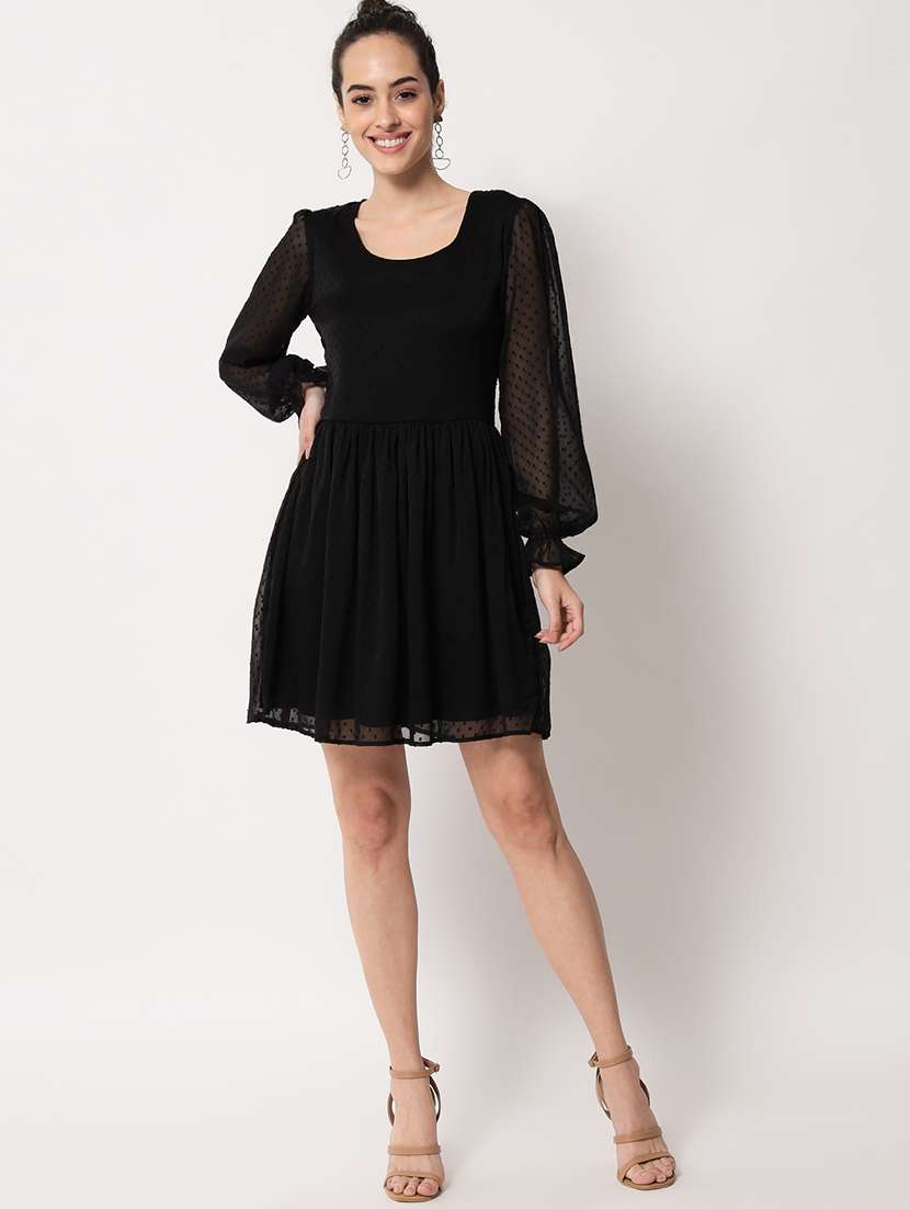 women's fit & flare swiss dots dress - 18575116 -  Standard Image - 3