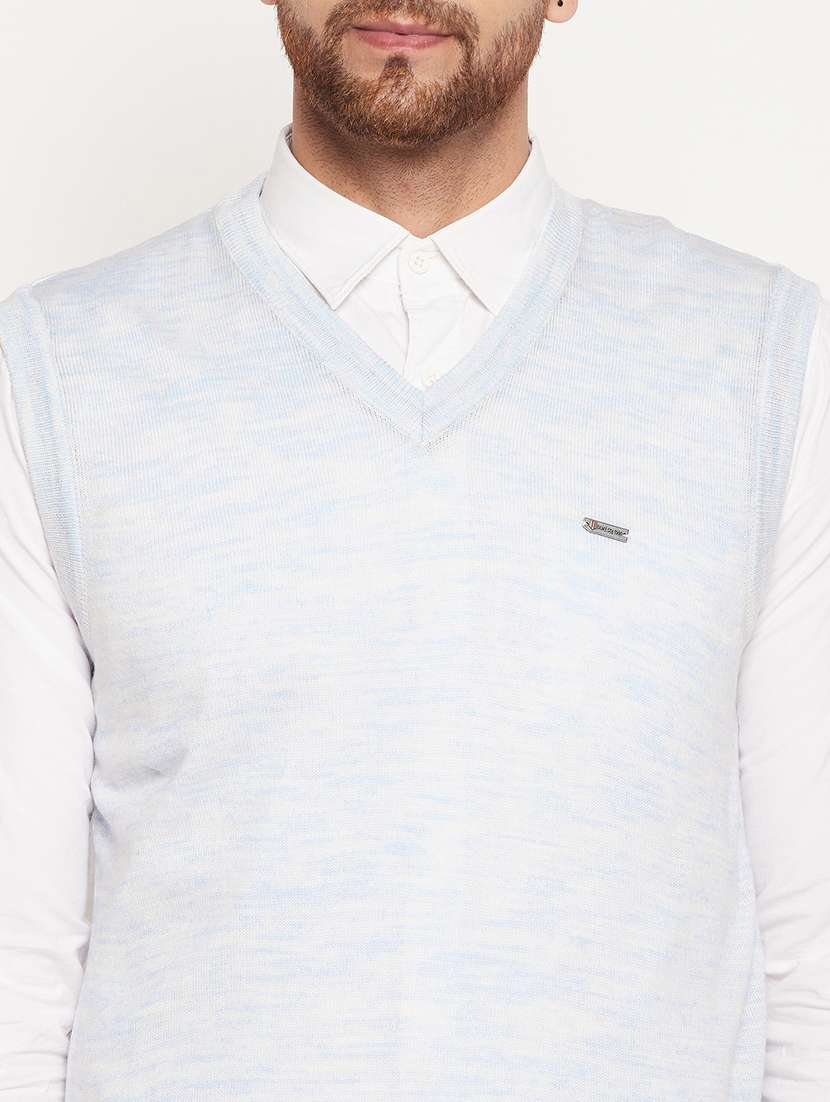 light blue melange pullover - 18575208 - Standard Image - 5
