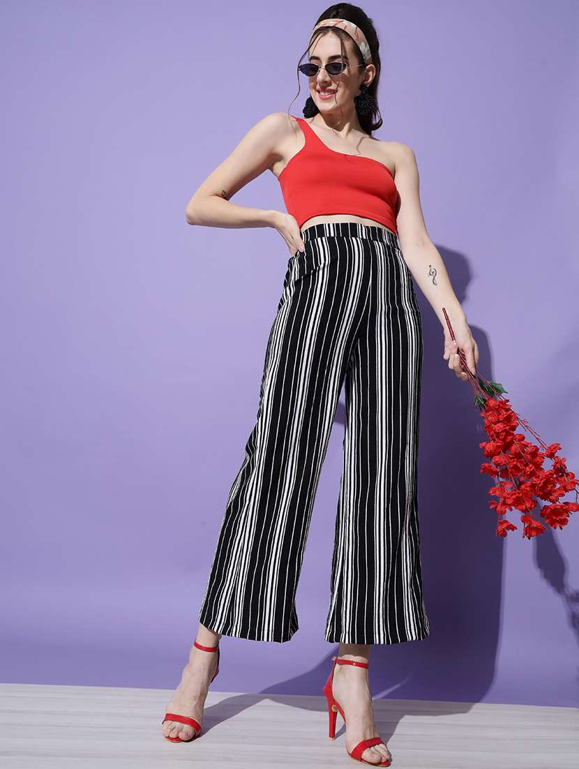 women solid flat front wide leg trouser - 18575641 -  Standard Image - 3