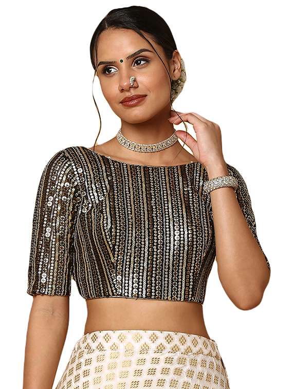 black silk embroidered blouse