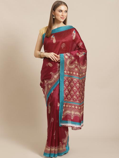 women's self design maroon colored saree - 18577344 - Standard Image - 0