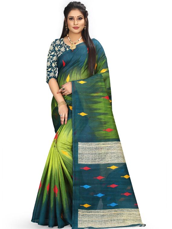 women's ikat multi colored saree - 18577448 - Zoom Image - 0