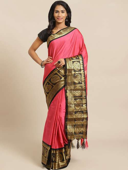 women's self design pink colored saree with blouse - 18577579 - Standard Image - 0