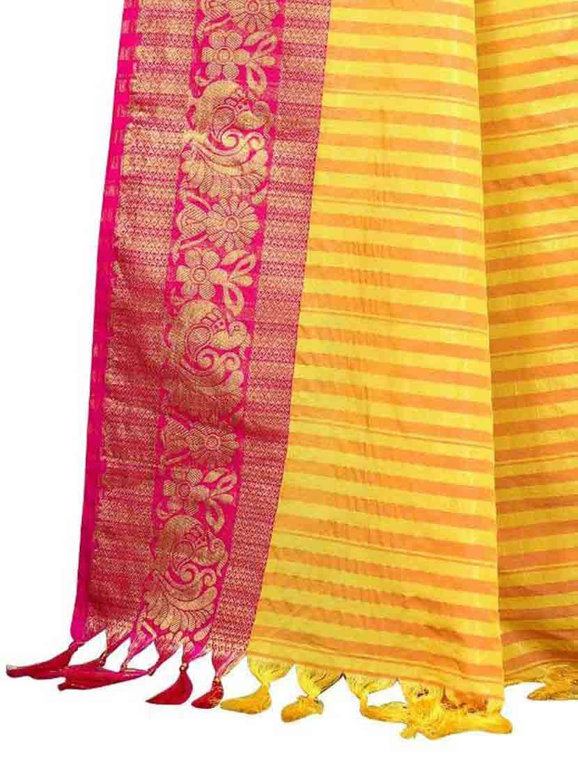 women's self design lime colored saree with blouse - 18577602 - Standard Image - 3