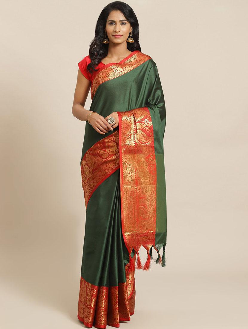 women's self design green colored saree - 18577604 - Zoom Image - 0