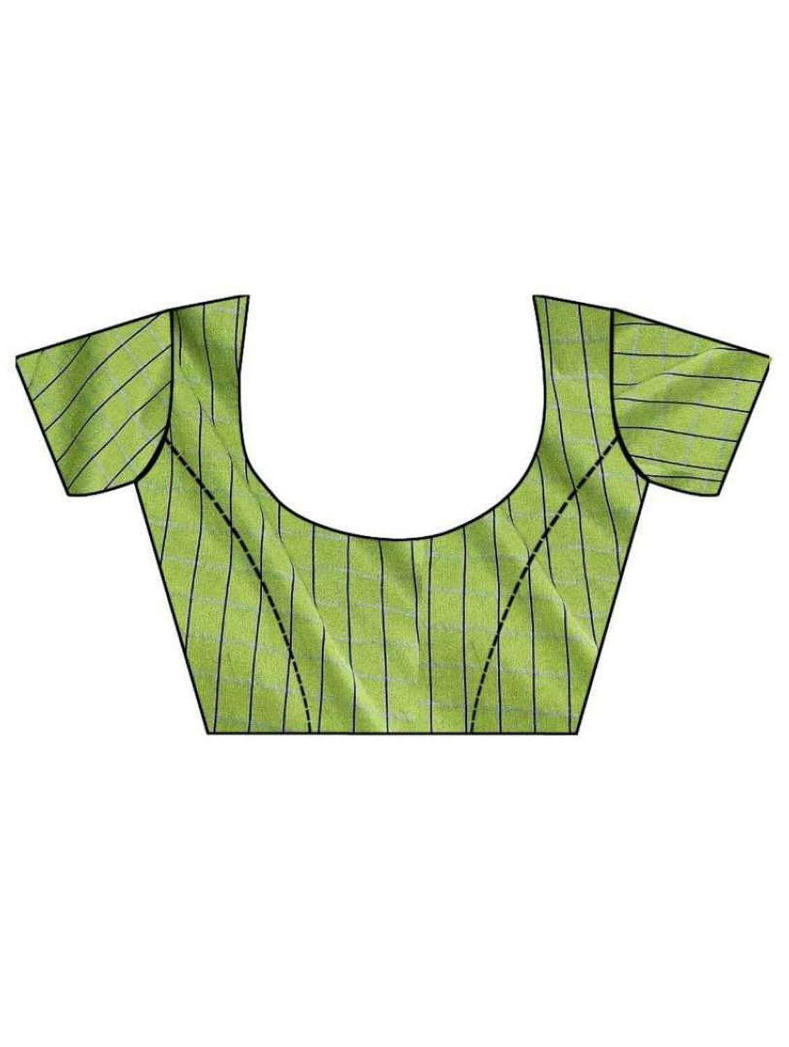 women's self design lime colored saree with blouse - 18577606 -  Standard Image - 3