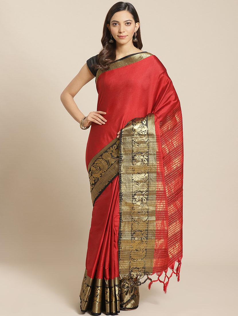 women's self design red colored saree - 18577627 - Zoom Image - 0
