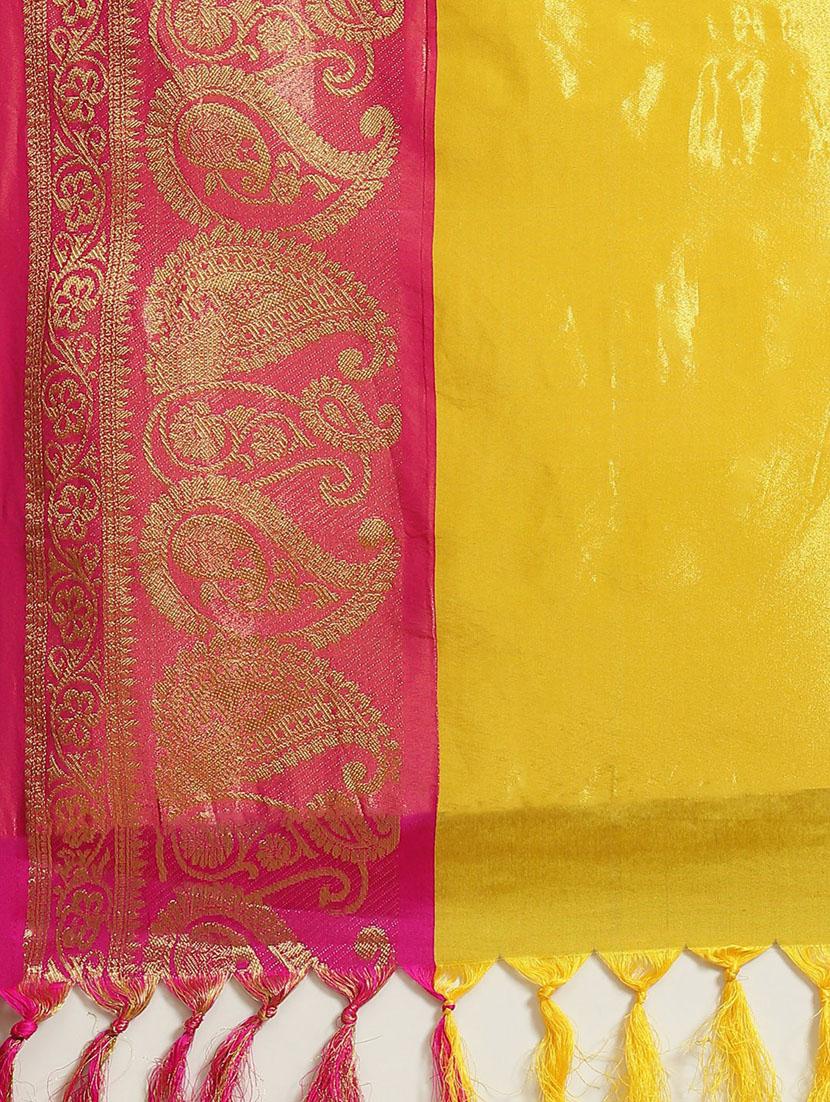 women's bordered yellow colored saree - 18577632 - Standard Image - 5