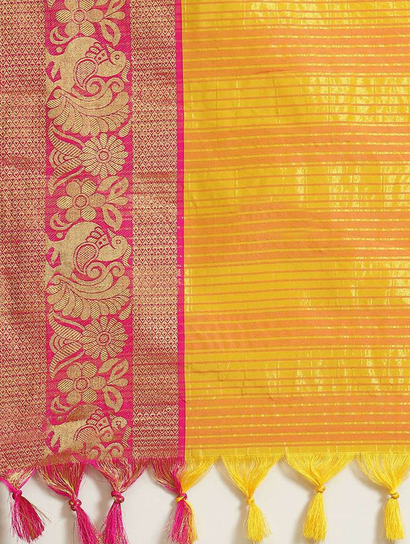women's self design mustard colored saree with blouse - 18577640 - Standard Image - 5