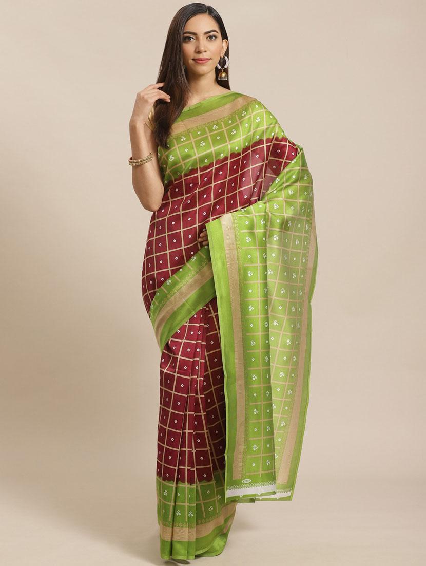 women's bandhani red colored saree with blouse - 18577675 - Zoom Image - 0